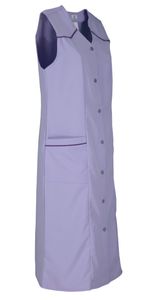 Damenkittel ohne Arm Kochschürze Kittel Schürze Knopfkittel einfarbig Hauskleid, Größe:52, Farbe:flieder
