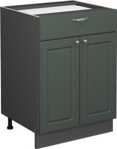 Vicco Küchenunterschrank Fame-Line, 60 cm mit Schublade, ohne Arbeitsplatte, Grün-Gold Landhaus/Anthrazit