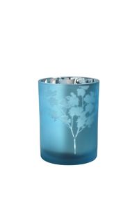 Sompex Awhia Windlicht Vase Blüten - in verschiedenen Farben und Größen, Farbe:silber-blau, Größe:10 x 10 cm (S)