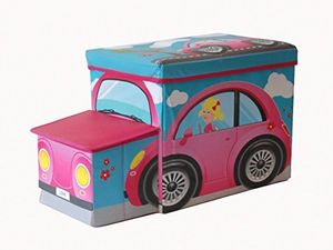 Spielzeugbox, Spielzeugkiste Aufbewahrungsbox mit Deckel für Kinder, faltbar, Sitzhocker mit Sitzgelegenheit ( Flotte Biene )