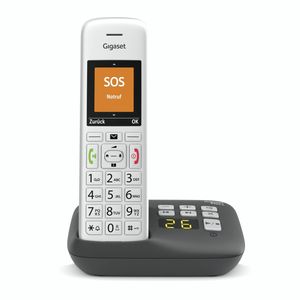 Gigaset Telefon E390A, mit Anrufbeantworter, silber-schwarz