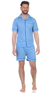 Herren Pyjama Short & Hemd Schlaf-Anzug; Blau/2XL