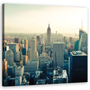 Feeby Leinwandbilder Wandbild 50x50 Platz Städte und Architektur Grau New York City Wolkenkratzer