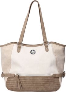 Rieker Damen Shopper Schultertasche gestepptes Detail Außentaschen H1499, Farbe:Beige