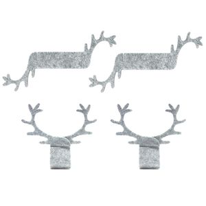 Oblique Unique 4 Filz Serviettenhalter mit Hirsch Geweih für Weihnachten Tisch Deko Serviettenringe - grau