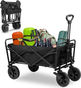 Jopassy Bollerwagen Faltbar Handwagen Klappbar Gerätewagen Gartenwagen Transportwagen mit Teleskopgriff Strandwagen Schwarz