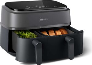 Philips Airfryer 9L Dual Basket, RapidAir, Digital, schwarz (NA350/03)
