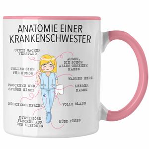 Trendation - Anatomie Krankenschwester Tasse Geschenk Lustige Geschenkidee Beste Krankenschwester Krankenhaus Ausbildung  (Rosa)