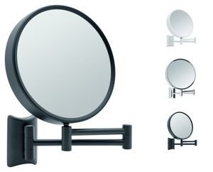 Libaro Kosmetikspiegel Imola 360° Schminkspiegel schwarz Wandmontage Rasierspiegel zweiseitig Vergrößerung (3x / 7x)