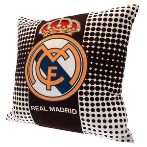 Real Madrid CF - Gefülltes Kissen, Wappen TA9759 (40 cm x 40 cm) (Schwarz/Weiß)