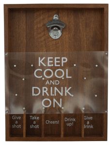 Trinkspiel 'Keep Cool' Partyknaller Spiel, lustig, Holzkasten, Flaschenöffner