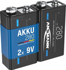 ANSMANN Akku E-Block 9V 280 mAh Ni-MH, 2 Stück