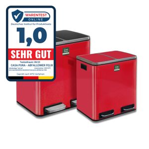 Pedálový odpadkový koš Felix separační systém malinově červený 2 x 30 litrů (60 litrů)
