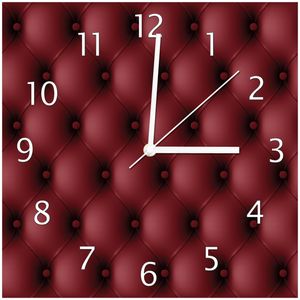 Wallario Design Wanduhr Rote Ledertür aus Echtglas, Größe 30 x 30 cm