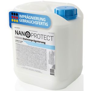 Nanoprotect Steinimprägnierung | Vorbeugend gegen Grünbelag und Einschmutzung | Ideal für Pflastersteine, Beton und Fassaden | 5 L für ca. 40 – 60 m²