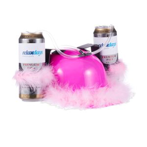 Relaxdays Bierhelm Pink, Bierpong, Erwachsener, Kunststoff, Pink, 320 mm, 280 mm