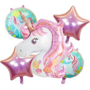 DIWULI, großes Ballon-Set, 1x XXL Einhorn-Luftballon, süße Unicorn Folien-Ballons, Stern-Ballons für Geburtstag, Mädchen Kindergeburtstag, Hochzeit, Motto-Party, Dekoration, Folien-Luftballons