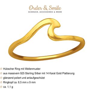 Ring Welle gold: Wellenring Silber 925 54 (17.2 mm Ø)