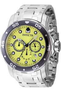 Invicta Pro Diver 47561 Herren armbanduhr - Quarzuhrwerk - Edelstahl mit Gelbes zifferblat - 48mm