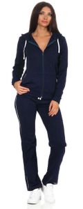 Damen Jogginganzug Anzug mit Reißverschluss, Dunkelblau XL