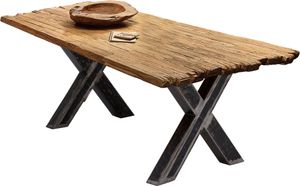 SIT Möbel Esstisch 160 x 90 cm | 50 mm Tischplatte aus recyceltem Teak-Holz | Natur | Gestell Metall in X-Form | B 160 x T 90 x H 78 cm | 15610-41 | Serie TABLES & CO