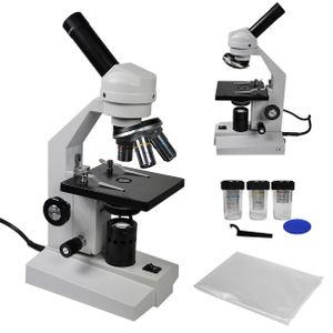 Mikroskop Mikroskopie-Set Lupe 4x, 10x und 40x Objetive inkl. Staubfolie