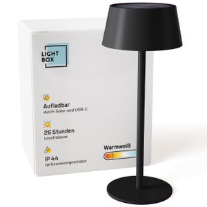 LED Außen Tischlampe, Solar, 3 Stufen Touchdimmer, 30cm, Ø13cm, 300lm