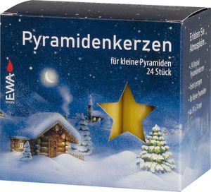 Pyramidenkerzen 24/240 weiß für kleine Pyramiden, 24 Stück, Nichttropfend, beste deutsche Qualität