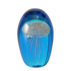 Briefbeschwerer "Meduse" aus Glas in blau mit einer Qualle, 12 cm - Maritim, Meer, Wasser - Glasart, Glasskulptur, Glasfigur
