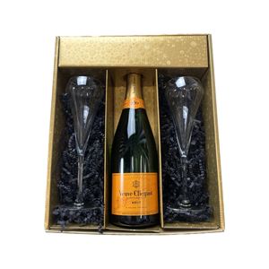 Geschenkbox Champagner Veuve Clicquot - Gold -1 Brut - 2 Champagnergläser CHEF & SOMMELIER