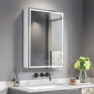 Meidom Spiegelschrank Bad mit Beleuchtung, LED , Touchscreen-Schalter Beschlagfrei Badezimmerschrank mit Spiegel, Aluminiumlegierung 50x70x14cm