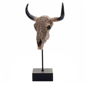 Deko Standfigur Cow Skull HWC-D30, Býčia hlava Býčia hlava Kravia hlava Trofej s trofejou, polyresin 47x30x12cm