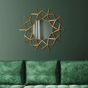 WOMO-DESIGN Okrúhle nástenné zrkadlo, Ø 75 cm, zlaté, zo skla s kovovým rámom