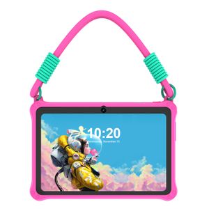 PRITOM Kinder-Tablet 7 Zoll Android 13 4 GB (2+2 erweiterbar) RAM 32 GB RAM WiFi Bluetooth Lernsoftware installiert mit stoßfester Lanyard-Hülle,Rosa
