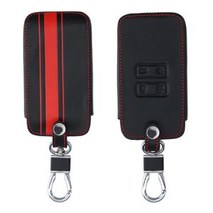 kwmobile Autoschlüssel Hülle kompatibel mit Renault 4-Tasten Smartkey Autoschlüssel (nur Keyless Go) - Kunstleder Schutzhülle Schlüsselhülle Rallystreifen Sidelines Rot Schwarz
