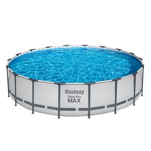 Bestway® Steel Pro MAX™ Frame Pool Komplett-Set mit Filterpumpe Ø 549 x 122 cm, lichtgrau, rund