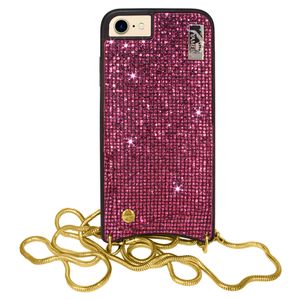 mtb more energy® Handykette Star für Apple iPhone 8 Plus, 7 Plus, 6(S) Plus (5.5'') - Shiny Pink - Smartphone Hülle zum Umhängen mit Metallkette - Glamour Party Outfit Accessoire