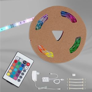 Briloner Leuchten 2267-150P LED Lichtband 5m, RGB-LED, 24 W, selbstklebend, inkl. Fernbedienung, 4 flexible Verbinder, kürzbar