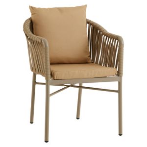 Gartenstuhl ISOLA 6er Set, champagner/beige, Outdoor-Stuhl mit pulverbeschichtetem Aluminiumgestell, Rope Bespannung. Wasserabweisende, strapazierfähige Polster.