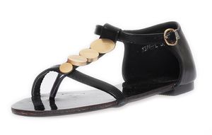 Damen Sandalen mit Metall-Applikationen Zehentrenner ; Schwarz 41