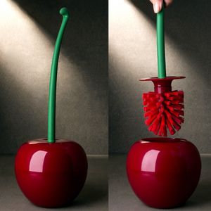 Súprava WC kefiek Cherry Style Víno červená Odolná PP dlhá rukoväť Hustá kefa na čistenie toalety (Víno červená Červená hlava kefy)