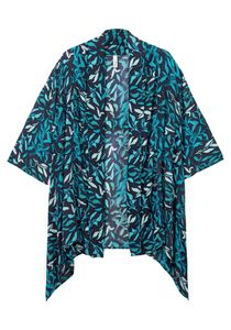 sheego Damen Große Größen Blusenjacke mit Blätterdruck, in Zipfelform Longbluse Citywear feminin - gemustert