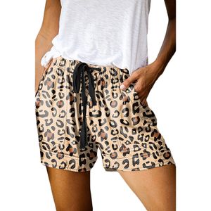Damen Shorts Übergröße Sporthose Sommer Elastische Taille Hotpants Jogginghose mit Taschen Gelber Leopard,Menge XXL