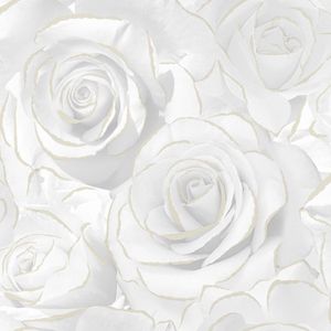 Tapete Rose Glitter Blüten weiß