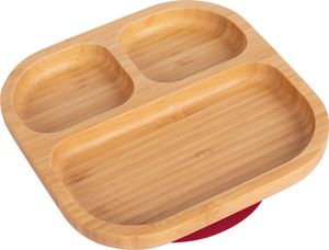 Tiny Dining Kinder Bambus Teller mit Aufenthalt Put Saug - Segmented - Rot
