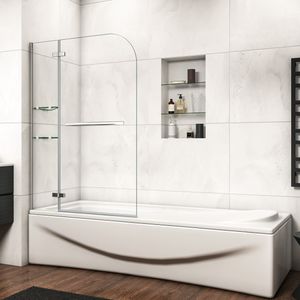 100 x 140 cm Badewanne 2 tlg. Faltwand Duschwand duschabtrennung mit Eckeregalen