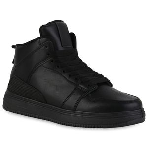 VAN HILL Damen Sneaker High Schnürer Bequeme Profil-Sohle Schuhe 840181, Farbe: Schwarz, Größe: 38