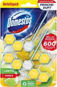 Domestos WC Reinigungsstein Zitrone, 2 Stück für langanhaltende Hygiene