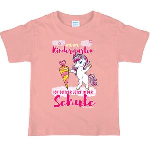 Einhorn T-Shirt Wirbelwind rosa Schulanfang ich glitzer in der Schule, Größe:134/140