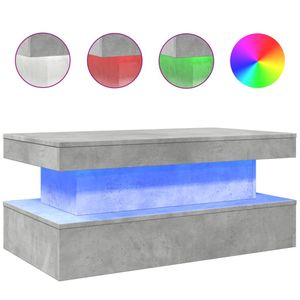 vidaXL Couchtisch mit LED-Leuchten Betongrau 90x50x40 cm